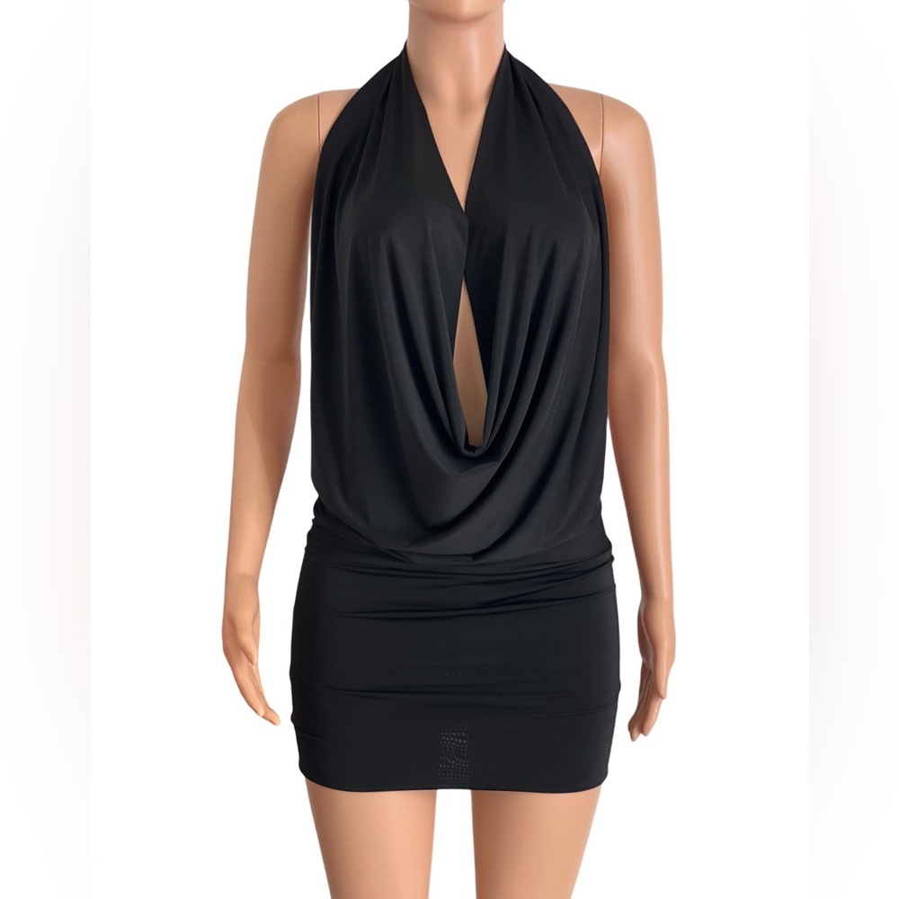 Black Backless Halter Dress - HandMade In USA